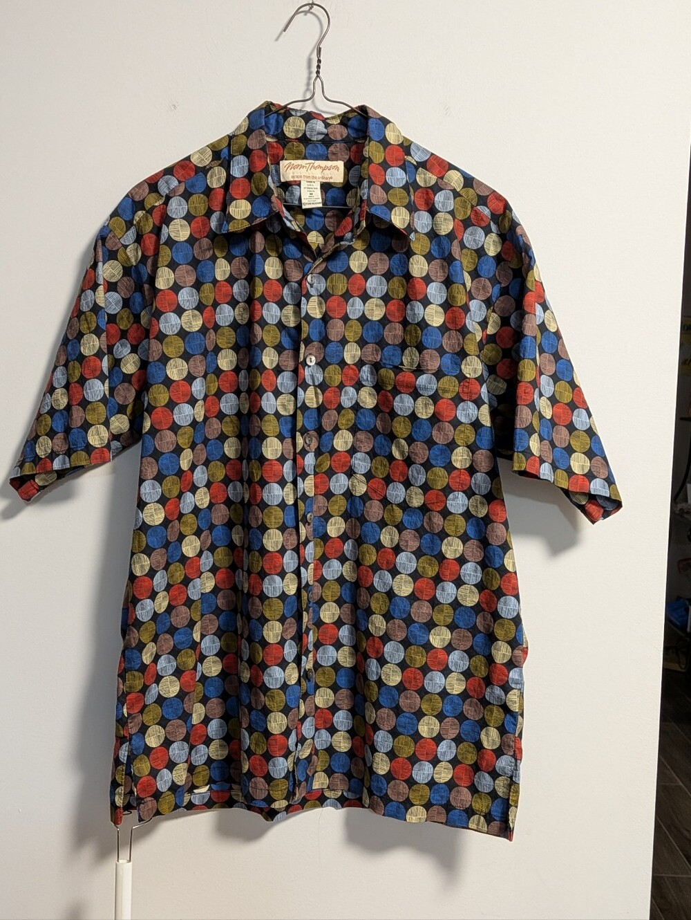 Norm Thompson Multicolor Dot Short-Sleeve Button-Down Shirt. Size M. Cotton. GUC